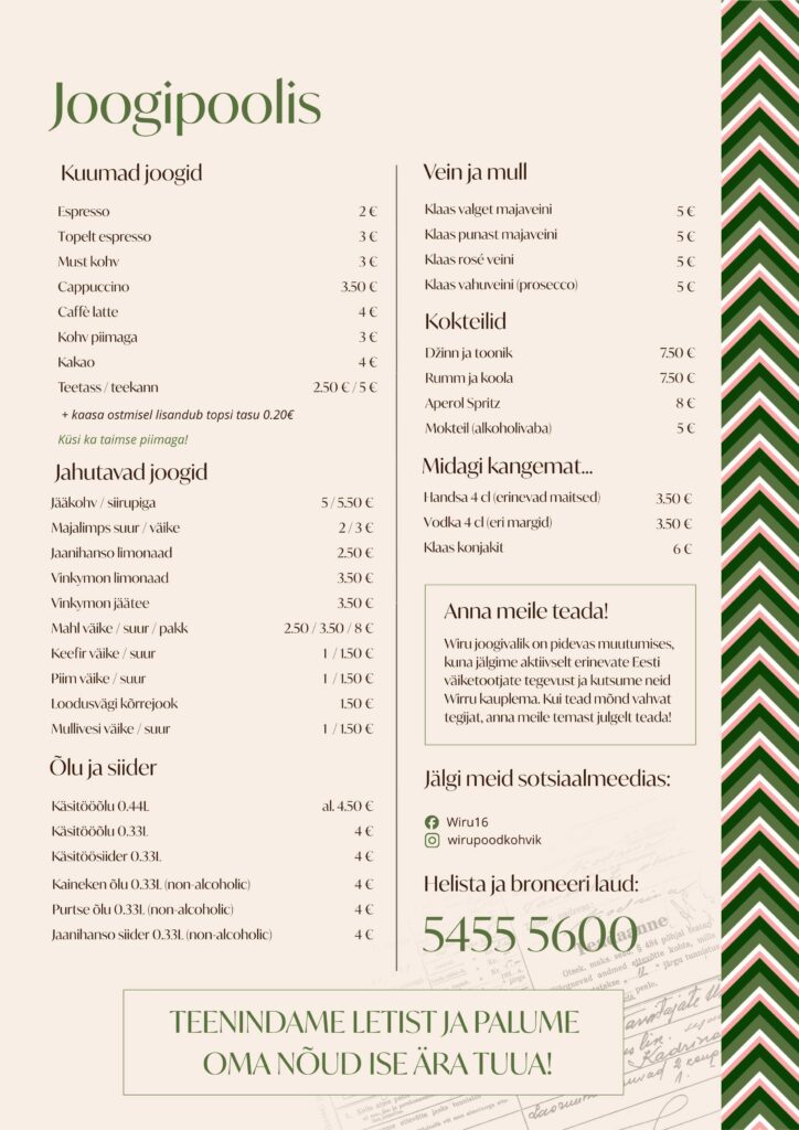 Joogimenüü